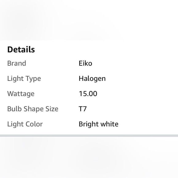 Eiko 15T7C-130V 130V 15W T-7 Candelabra Base Halogen Bulbs-lot of 4 clear bulbs - Picture 6 of 6